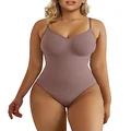 SHAPERX Bodysuit for Women Tummy Control Shapewear Seamless Sculpting Thong Body Shaper Tank Top, AU-SZ5215-Umber-L/XL