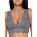 Smart & Sexy Signature Lace Deep V, Wireless Bralette for Women, Available in Multi Packs, Anthracite, X-Large
