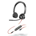 Plantronics - Blackwire 3325 Wired Stereo Headset with Boom Mic (Poly) - Connect to PC/Mac via USB-A or Mobile/Tablet via 3.5 mm Connector - Works with Teams, Zoom, Black, One Size