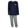 Contare Country Men's Bamboo Cotton Jersey Knit Long Sleeve Pajama Set, Grey/Navy, 7X-Large