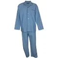 Contare Country Men's Cotton Rich Long Sleeve Pajama Set, Light Blue Squares, 5X-Large
