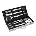 Avanti 6-Piece Stainless Steel BBQ Tool Set, Including Turner, Tongs, Fork, Knife, Copper Brush & Aluminium Carry Case