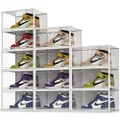 SEE SPRING X-Large 12 Pack Shoe Storage Box, Clear Plastic Stackable Shoe Organizer for Closet, Shoe Sneaker Containers Bins Holders Fit up to Size 14 (Clear)