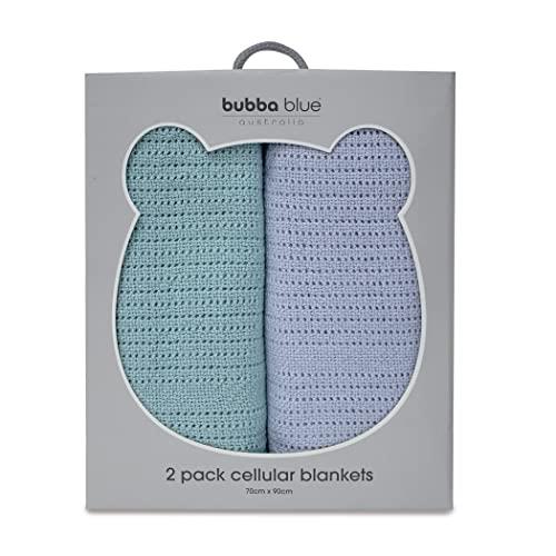 Bubba Blue Cellular Baby Blanket, 70 x 90 cm Size, Dusty Sky/Mint (Pack of 2)