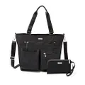 Baggallini Womens Any Day Tote With RFID Phone Wristlet, Black