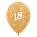 Sempertex Age 18 Metallic Latex Balloons 6 Pieces, 30 cm Size, Gold