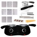 Total Chef Dual Fondue Set, Chocolate Melting Pot, 17.6 oz (500 g), Electric Melter for Chocolate Melts, DIY Candy Maker with 100+ Piece Accessory Kit for Birthday Party, Dessert, Occasion (Black)