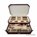 The House of Florence Stainless Steel Medusa Gold Wooden Case Cutlery 72 Pieces Set