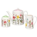 The House of Florence Botanical Garden Floral Collection Tea Pot, Sugar and Creamer Set