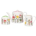The House of Florence Botanical Garden Floral Collection Tea Pot, Sugar and Creamer Set
