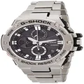 Casio Men's G-Shock G-Steel Band Tough Solar Bluetooth Watch, Black Dial and Steel Band