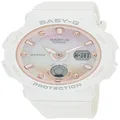 CASIO Women's Baby-G Duo Quartz Analog Digital Watch, Pink Dial, White Band