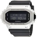 CASIO Men's G-Shock GM5600 Series Interchange Band Digital Watch, Clear Dial, Black Band, Silver Bezel