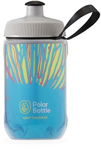 Polar Bottle Kids Insulated Water Bottle – 12oz Fireworks - Azure Blue - BPA Free Sport & Bike Water Bottle, Easy Squeeze Bottle Features for Kids