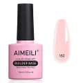 AIMEILI 5 in 1 Builder Base Nail Polish Gel, Strengthener Gel Translucent Cover Soft Nude Color Jelly Gel Hard Gel Nail Extension Nail Enhancement Reinforce Lacquer Gel 10ML-152