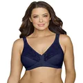 EXQUISITE FORM Front Close Wireless Plus Size Posture Bra with Lace, Size 38D, Time Square Navy