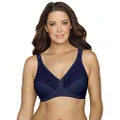 EXQUISITE FORM Front Close Wireless Plus Size Posture Bra with Lace, Size 38D, Time Square Navy