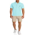 Nautica Men's Short Sleeve Solid Stretch Cotton Pique Polo Shirt, Bright Aqua, Medium