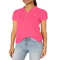 Nautica Women's 5-Button Short Sleeve Cotton Polo Shirt, Leis Pink, Large