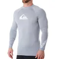 Quiksilver Men's Standard All Time Long Sleeve Rashguard UPF 50 Sun Protection Surf Shirt, Sleet Heather, Small