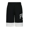 PUMA Boys' Core Essential Athletic Shorts, Black/White, Large