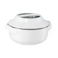 Oggi Insulated 1.5qt Microwaveable Serving Bowl - Microwave Safe Double Wall Insulated Food Container, White Serving Bowl w/Stainless Steel Liner, Insulated Food Carrier Great for Picnics & Parties