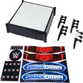 WWE MATTEL Superstar Ring, 14 inches with Spring-Loaded Mat, 4 Event Apron Stickers & Pro-Tension Ropes for WWE Action Figures