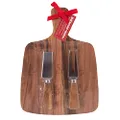 Bread and Butter Rectangle Paddle Food Board with 2 Cheeese Knives (3 Piece Set)