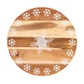 Bread and Butter Snowflake Print Wooden Lazy Susan Tray, 18 Inch Size, Brown/White,Brown/Whte