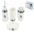 Ho-Me in Rombo Ceramic Decor Lilly Bathroom Accessory 4-Pieces Set