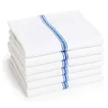 Blue Premia Dish Towels (6 Units) • Commercial Kitchen Towel • Absorbent 100% Cotton Herringbone (14"x25") • Commercial Quality: 24 oz/dz • Classic Tea Towels • Low Lint