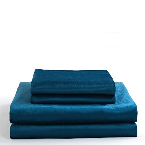 Royal Comfort Quilt Cover Set Velvet Polyester Blend 200GSM Smooth, Luxury, Ultra Soft, 1 x Quilt Cover, 2 x Pillowcases (3 Pcs, Queen, Navy)