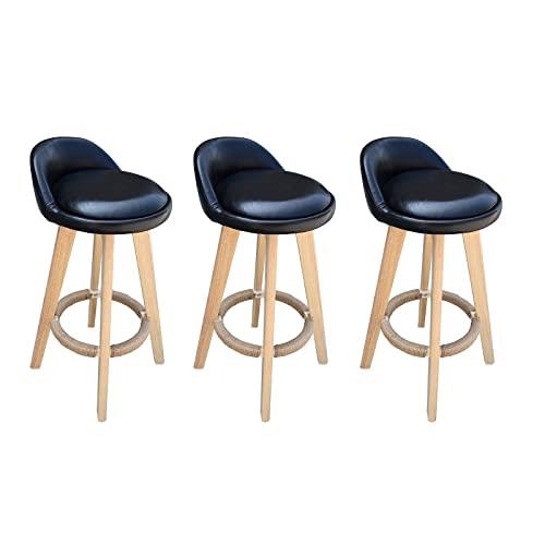 Milano Decor Barstool Phoenix Kitchen Dining Chair Swivel Stool Chairs, Practical Elegance, (3 Pack,Black)