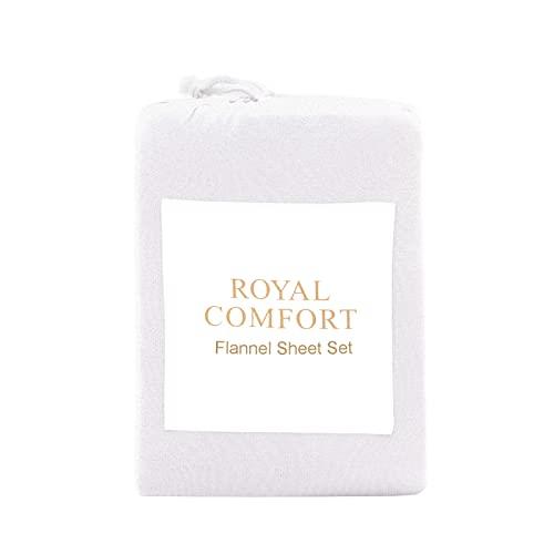 Royal Comfort Sheet Set Polar Fleece Ultra Soft Bedding 1 x Flat Sheet, 1 x Fitted Sheet, 1 x Pillowcase, (3 Pcs, Single, White)