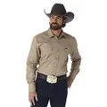 Wrangler Men's Cowboy Cut Work Western Long Sleeve Shirt, Khaki, 3X Tall