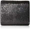 Jessica McClintock Metal Mesh Roll Evening Bag Clutch Purse (4.5" x 7.5" x 2", Shoulder Chain Included), Black, One Size