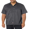 Dickies Men's Short-sleeve Flex Twill Work Shirt, Charcoal, Large