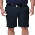 Haggar Men's Cool 18 Pro Straight Fit Flat Front 4-Way Stretch Expandable Waist Short (Regular and Big & Tall Sizes), Navy, 38