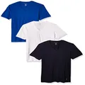 NAUTICA Men's Cotton V-Neck T-Shirt-Multipack, Peacoat/Cobalt/White - 3 Pack, Small