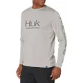 HUK Men's Icon X Long Sleeve Shirt | Long-Sleeve Performance Shirt with UPF 30+ Sun Protection, Gray, Medium