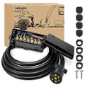 Nilight Heavy Duty 7 Way Inline Trailer Plug with 7 Gang Junction Box - 8 Feet, Trailer Connector Cable Wiring Harness with Weatherproof Junction Box Suitable for RV Automotives Cars