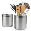 Cook N Home 02639 Stainless Steel Utensil Holder Jumbo 2PC Set, 5.5-inch x 6.3-inch and 6.3-inch x 7.08-inch, Silver