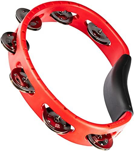 Meinl Percussion Headliner Molded Tambourine - Hand Held with 1 Row of Steel Jingles - Musical Instruments - ABS Plastic and Steel, Red (HTR)