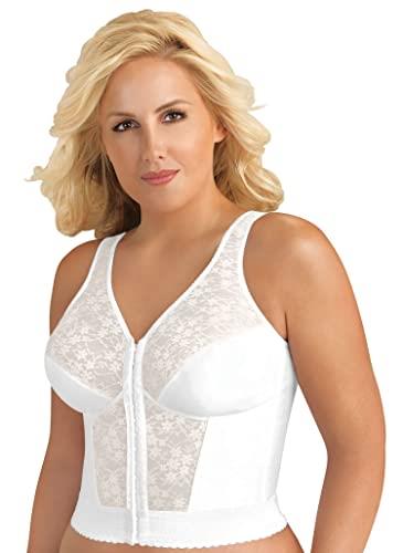 Exquisite Form Front Close Bustier Longline Posture Bra with Lace, Size 40DD, White