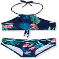 Kanu Surf Girls' Mahina UPF 50+ Beach Sport Halter Bikini 2-Piece Swimsuit, Leonie Floral Navy, 14
