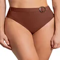Maaji Womens Moccachino Whitney High Rise/High Leg Cheeky Cut Bikini Bottoms, Brown, XX-Large US