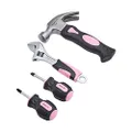 Amazon Basics 4-Piece Stubby Tool Set with Hammer, Screwdrivers and Adjustable Wrench - Pink