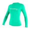 O'NEILL Wetsuits UV Sun Protection Womens Basic Skins Long Sleeve Crew Sun Shirt Rash Guard, Seaglass, Large
