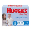 Huggies Ultra Dry Nappies Boys Size 5 (13-18kg) 16 Count