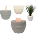 CT Decor 2-in-1 Round Ribbed Ceramic Garden Planter Pot Candle Holder with Lid - White